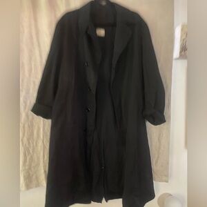Classic Black Long Coat, Vintage Duster